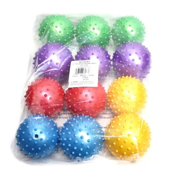 Inflated Knobby Balls Pack of 12 Spiky Sensory Balls - No Pump - Picture 4 of 4
